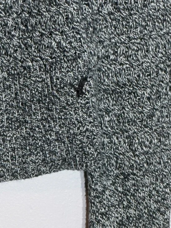 American Eagle Knit Sweater Small Gray Black Marled Zip Back Lightweight - Picture 4 of 8